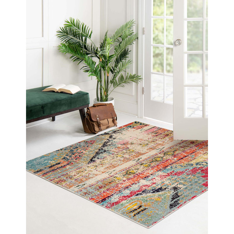 Newburyport Washable Geometric Indoor Rug, Square 6'1"