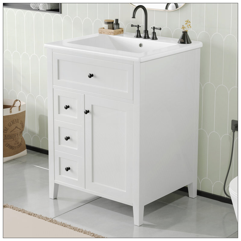 24" Bathroom Vanity with Sink, White
