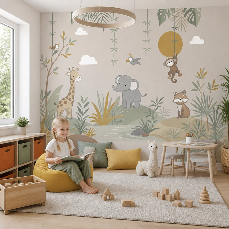 Papier peint Jungle Safari, Textured Non-Pasted, 100"x96"