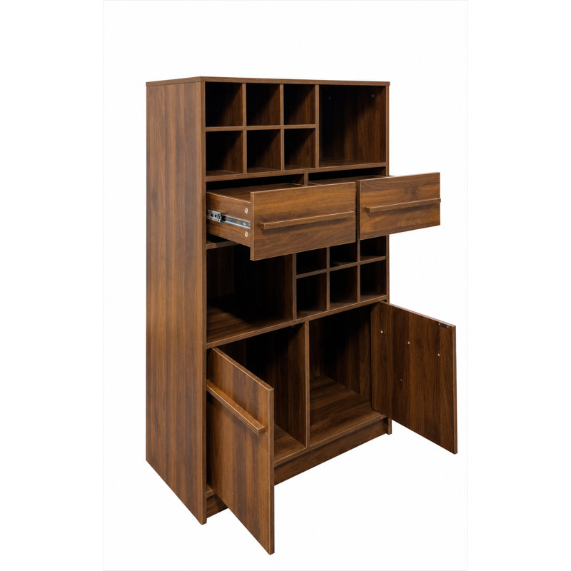 Armoire à vin moderne Hearthwood avec support à vin et rangement à 2 tiroirs