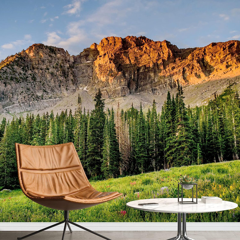 Mountain Range Pine Tree Country Field, 100" L x 144" W