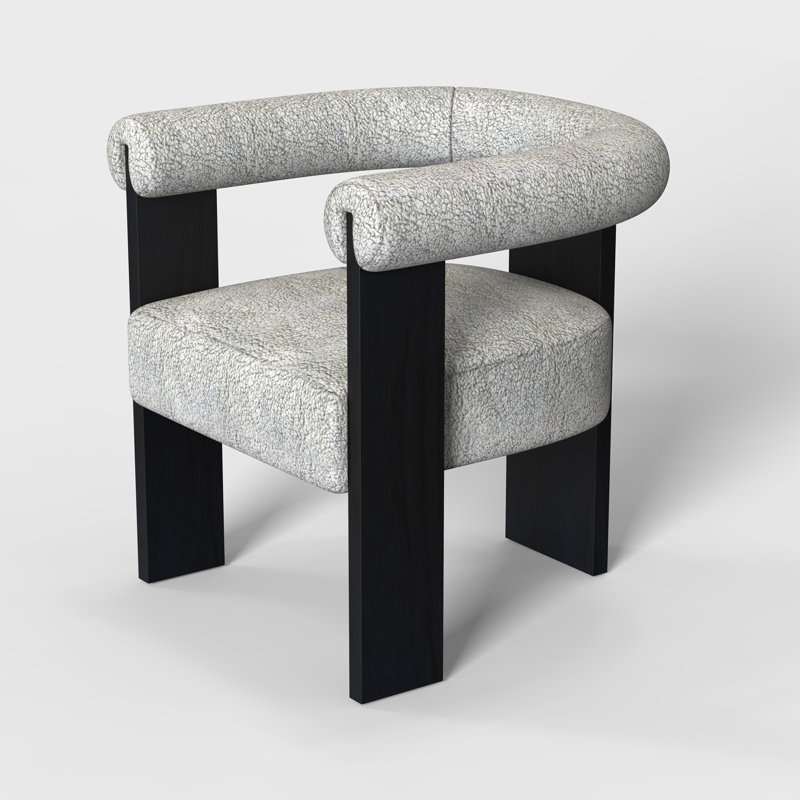 Upholstered Chesterfield Chair, Gray Fabric
