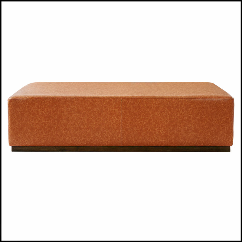 Repose-pieds multifonctionnel en cuir de polyuréthane avec pieds en bois massif, durable et facile à nettoyer pour les espaces de vie modernes
