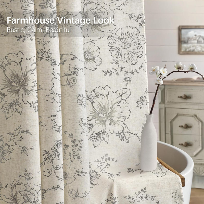 Rideau de douche en lin Farmhouse, Gris
