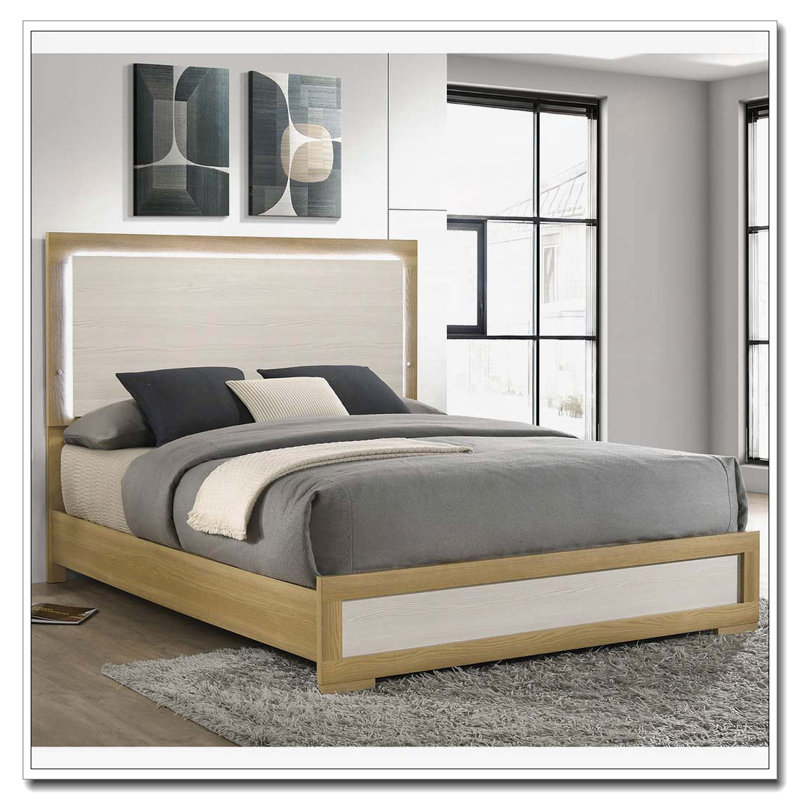 Wood LED Panel Bed