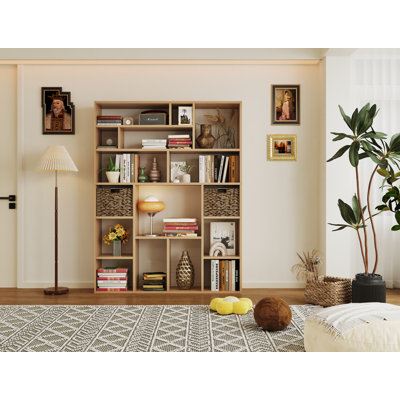 71-Inch Tall Wooden Bookcase – Freestanding Open Shelf Storage Display Unit for Living Room, Home Office and Bedroom