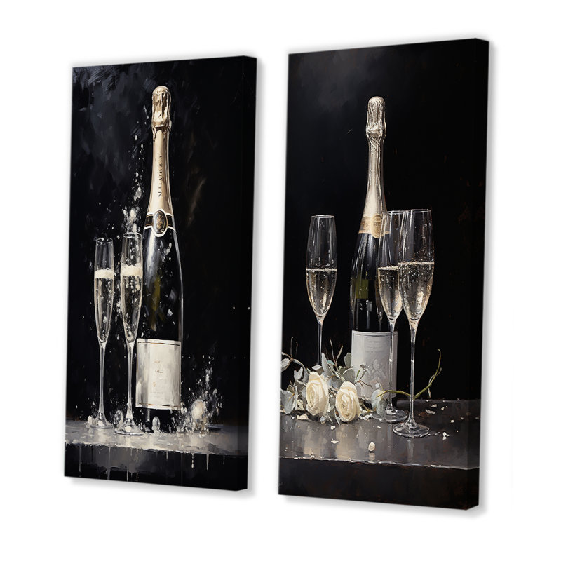 «Cuves Sparkling Champagne», ensemble d'art mural sur toile, H 28 po x l 25 po, Toile tendue