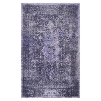 Tapis lavable 6 x 9, sans perte, bourre en chenille pour la chambre à coucher, le salon, la cuisine, la salle à manger - ambiance chaleureuse 6 x 9 anthracite, lavable à la machine, antidérapant, couloir, attrait contemporain