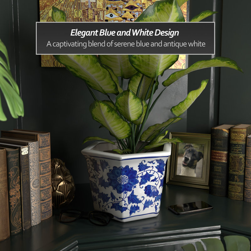Ceramic Planter, 8.50" H x 12.25" W x 11.25" D