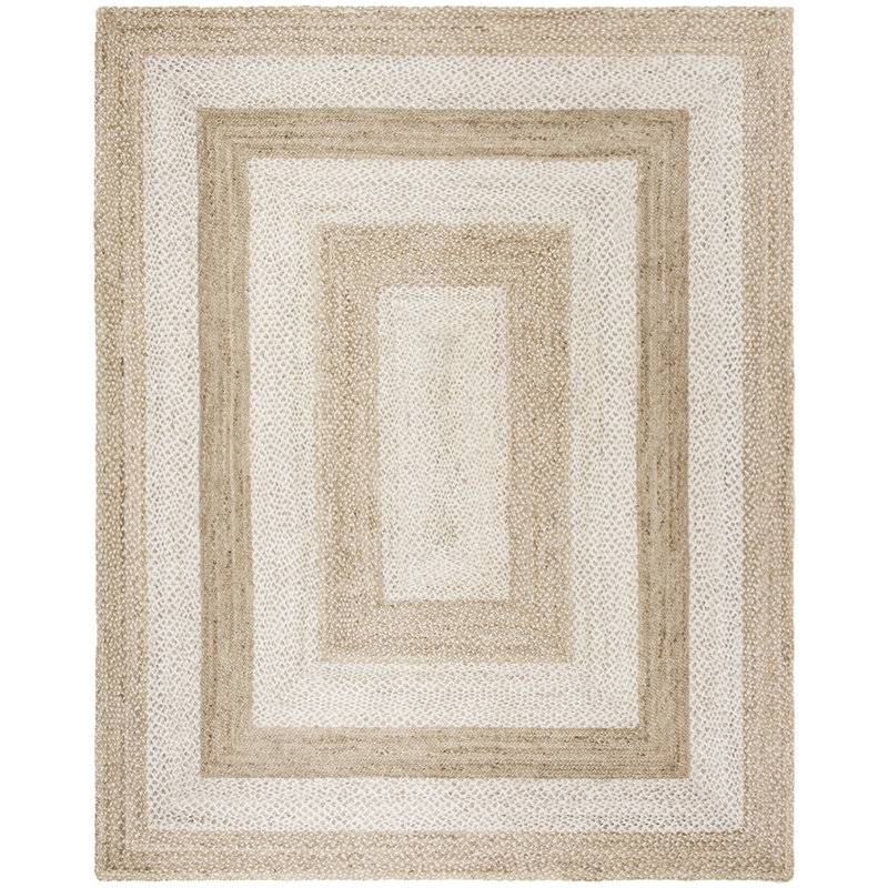 Vincent Natural Fiber Hand Woven Jute And Cotton With Latex Solid Color Rug, Rectangle 8' x 10'