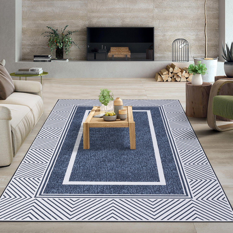 Emisha Washable Geometric Rug, Rectangle 6' x 9'