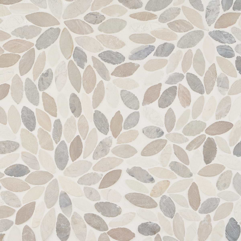 Nature Flower Carrara Marble Mosaic Tile, Lombok  Beige
