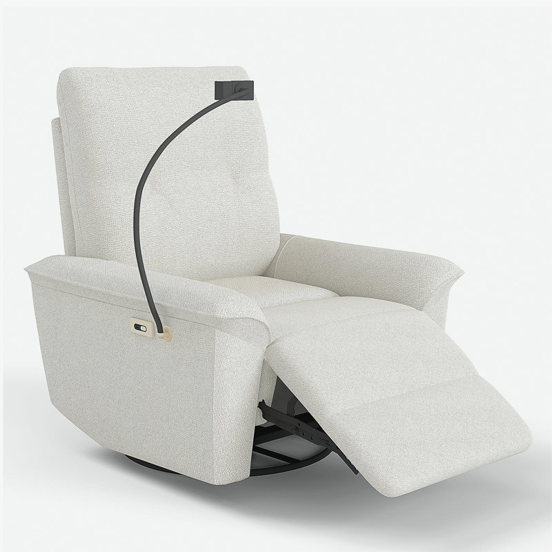 270° Power Swivel Rocker Recliner Chair w/ Phone Holder, Electric Glider Reclining Sofa with USB Ports, Power Swivel Glider, Rocking Chair Nursery Recliners for Living Room Bedroom(Beige-gray)