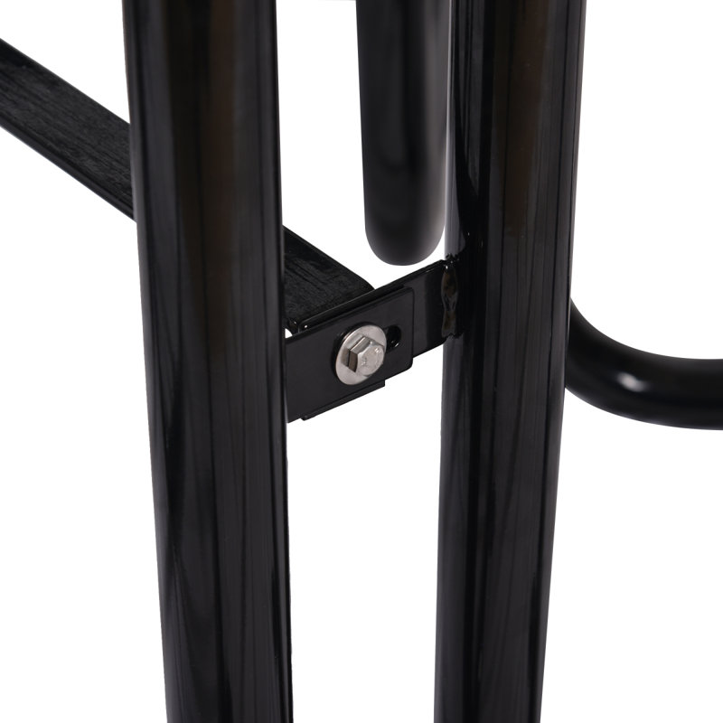 Table de pique-nique ronde en acier 46 po noire avec mât de parasol, ensemble de patio, Noir
