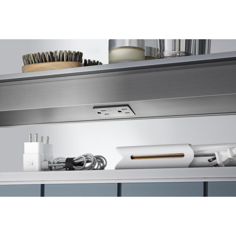 Maxstow Surface Mount Frameless Medicine Cabinet with LED Lighting, 24" H x 17" W x 3.87" D, Vertical