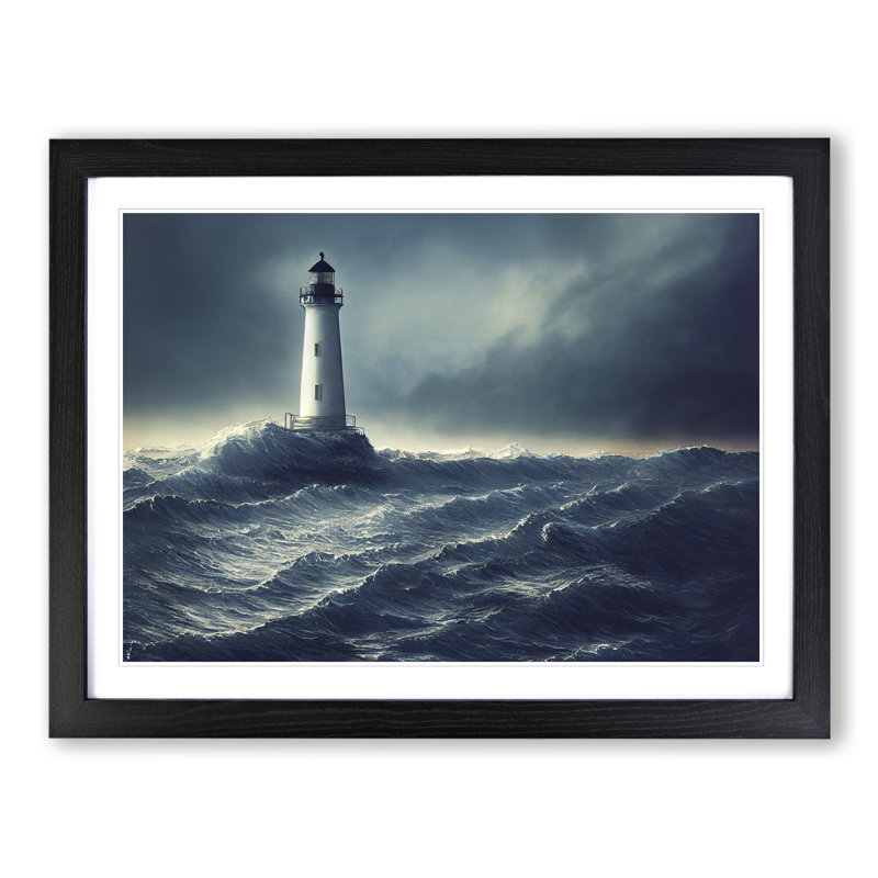 Enviable Lighthouse - Single Picture Frame Print, Black, 34cm H x 46cm W x 2cm D
