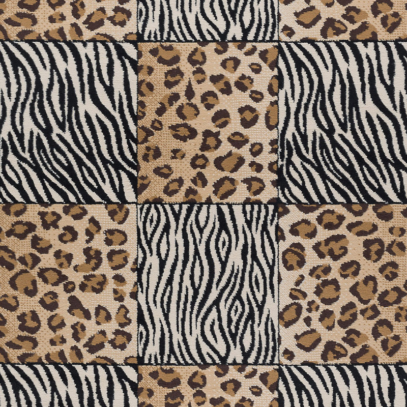 Tapis brun / noir à motif animalier Alfonsia, Rond 7 pi 10 po