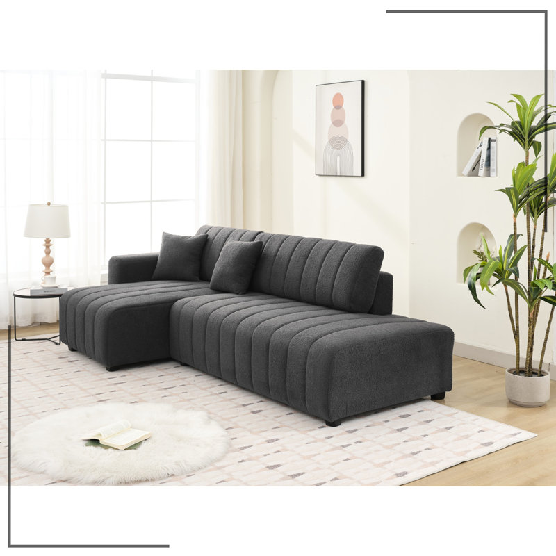 Upholstered 55.69 " Wool Sofa & Chaise