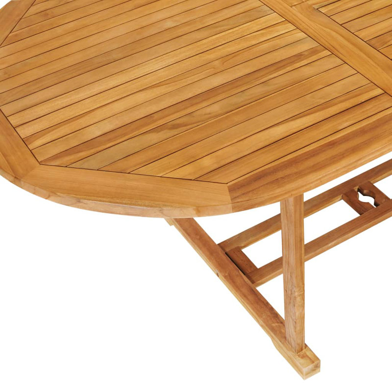 Quadrello 6 - Person Teak Wood Patio Dining Set with Extendable Oval Table