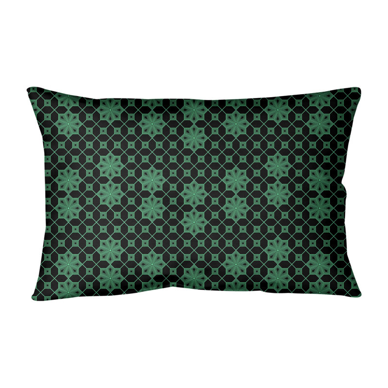 Coussin lombaire intérieur / extérieur Katelyn Elizabeth, Vert / Noir