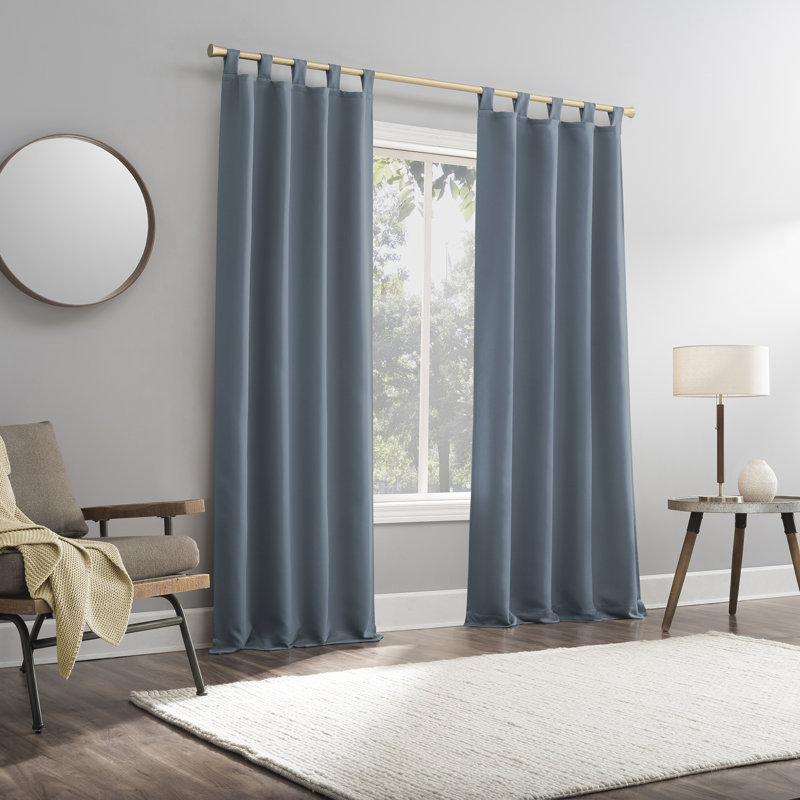 Thermal Blackout Tab Top Curtain Panel - Basics by Wayfair™, 40" W x 95" L, Denim Blue
