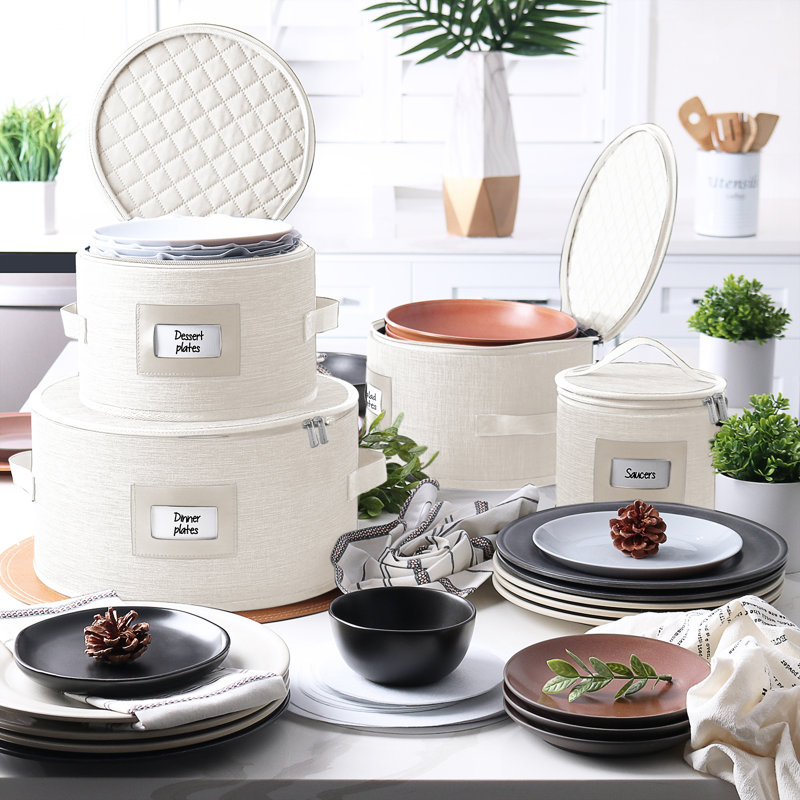 Ensemble de rangement pour vaisselle 6 pièces, Beige