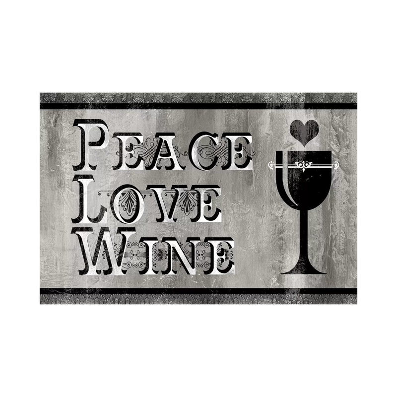 Peace, Love, Wine by Carol Robinson - Wrapped Canvas Print, 20.32 cm H x 30.48 cm W