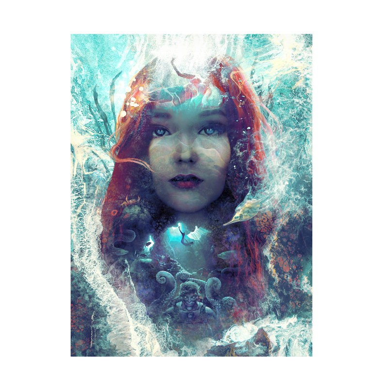 «Barrett Biggers Little Mermaid», art sur toile, H 24 po x l 32 po
