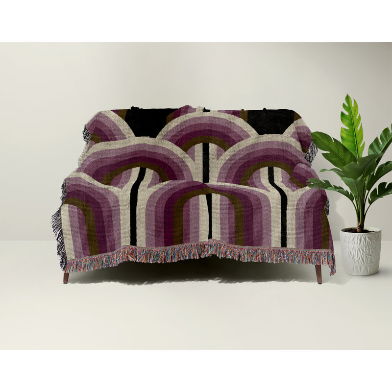 Jeté en mélange de coton Farni, Mauve, L 80 po x l 60 po