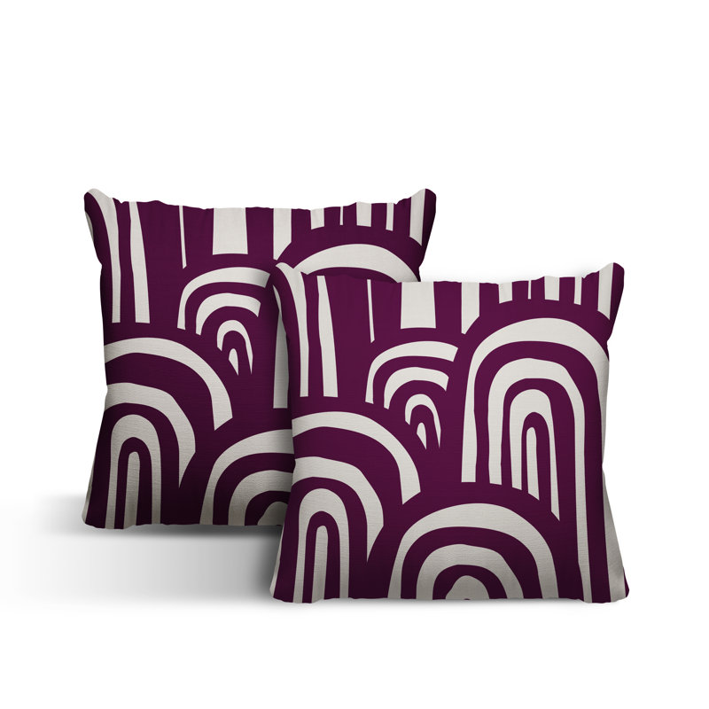  Coussin décoratif intérieur / extérieur abstrait carré, L 15 po x H 15 po, Mauve