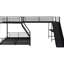 Lit superposé noir en forme de L avec bureau intégré et éléments délicieux - Métal pour les moments en famille