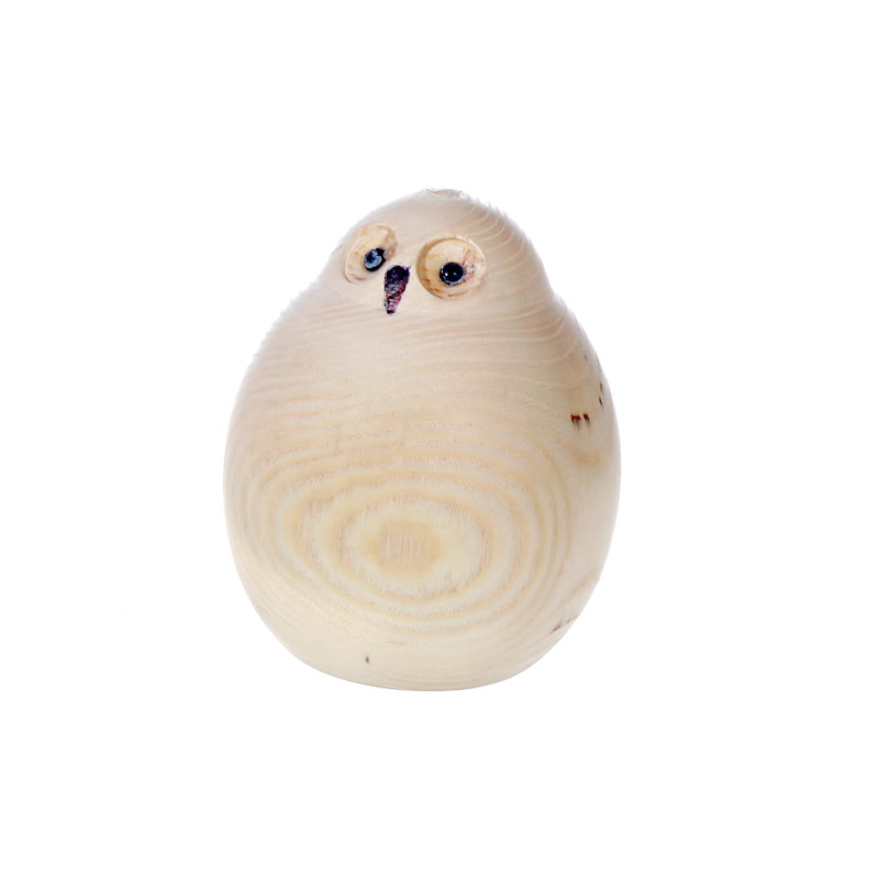 Hibou en bois naturel 3,35 po - ensemble de 2, H 3,94 po x l 3,35 po x P 3,35 po