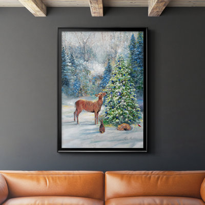 «Winter Gathering», reproduction encadrée de qualité supérieure - prête à être accrochée