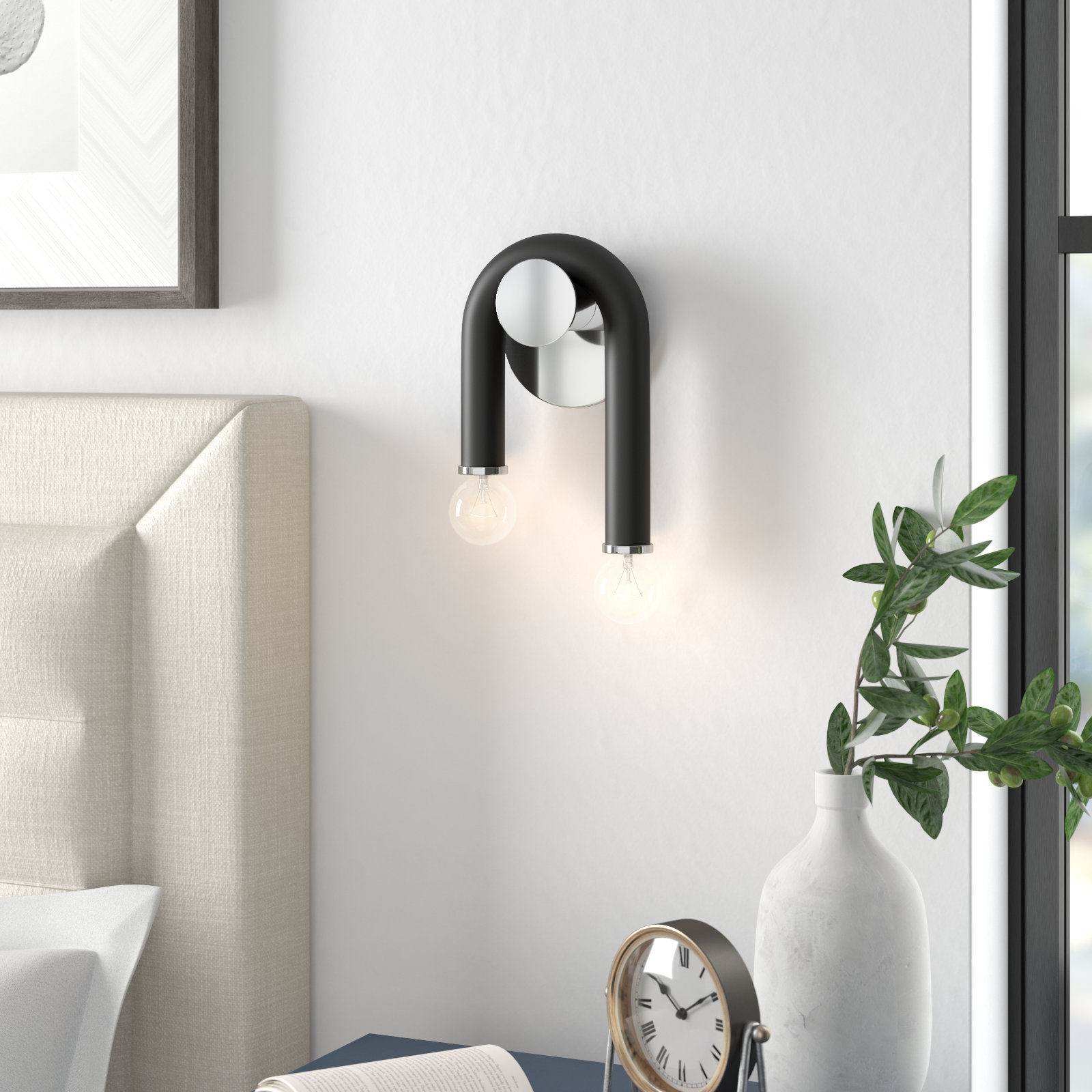Jeremy 2 Light Dimmable Armed Sconce, Polished Nickel