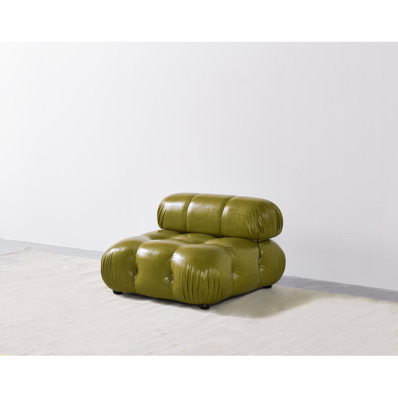 Adelaida Faux Leather Accent Chair, Green Faux Leather