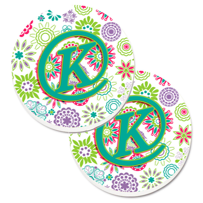 Sous-verre voiture de voiture fleurs initial, K