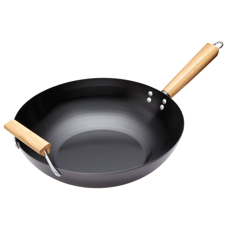 KitchenCraft World of Flavours Oriental 35cm Non-Stick Carbon Steel Wok