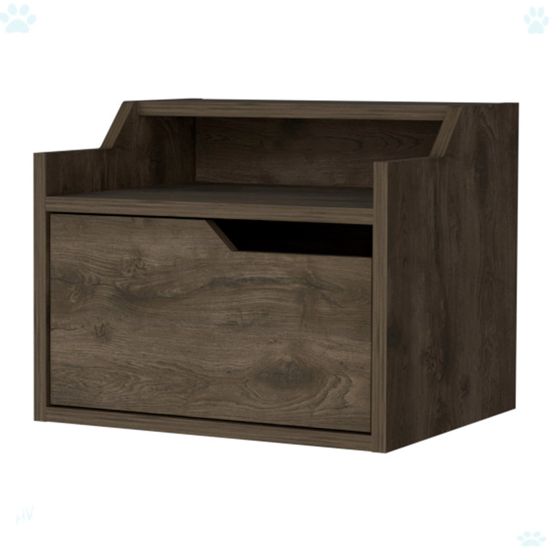 Dual-Shelf Display Floating Nightstand, Dark Brown