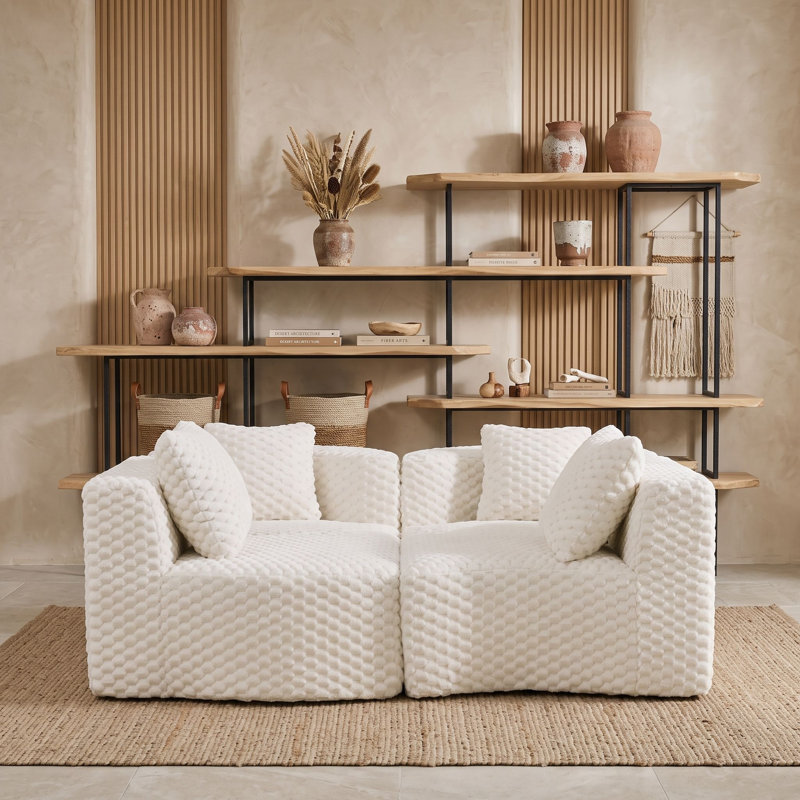 Canapé modulaire moderne avec emballage à compression complète, canapé rembourré à siège profond de conception libre, Blanc