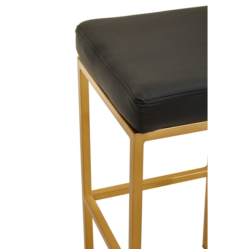 Avitable Upholstered Counter Stool with Metal Frame, Black, Gold