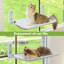 Perchoir pour chat 2 pièces, pliable et sans cordon avec cadre en métal, gris | Housse réversible 2 en 1, siège de fenêtre stable avec grandes ventouses