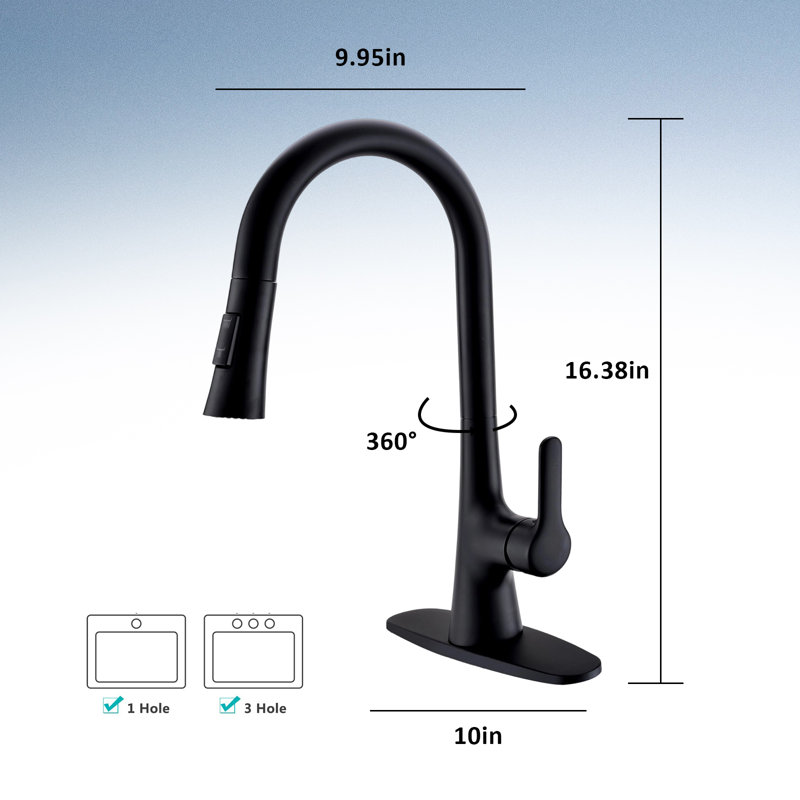 Kitchen Faucet With Pull-Down Sprayer, Stainless Steel Kitchen Faucet, High Arc Single Handle Faucet, Suitable For 1 Or 3 Holes In Kitchens, Rvs, And Laundry Rooms.