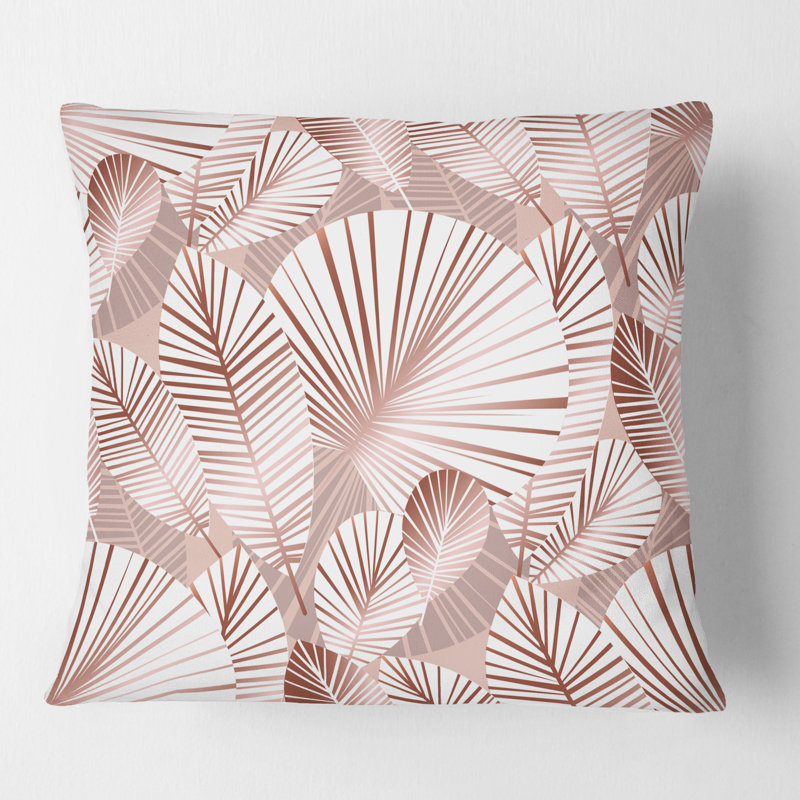 Coussin Golden Leaves I - Mid-Century, 16 po x 1 po, Rose