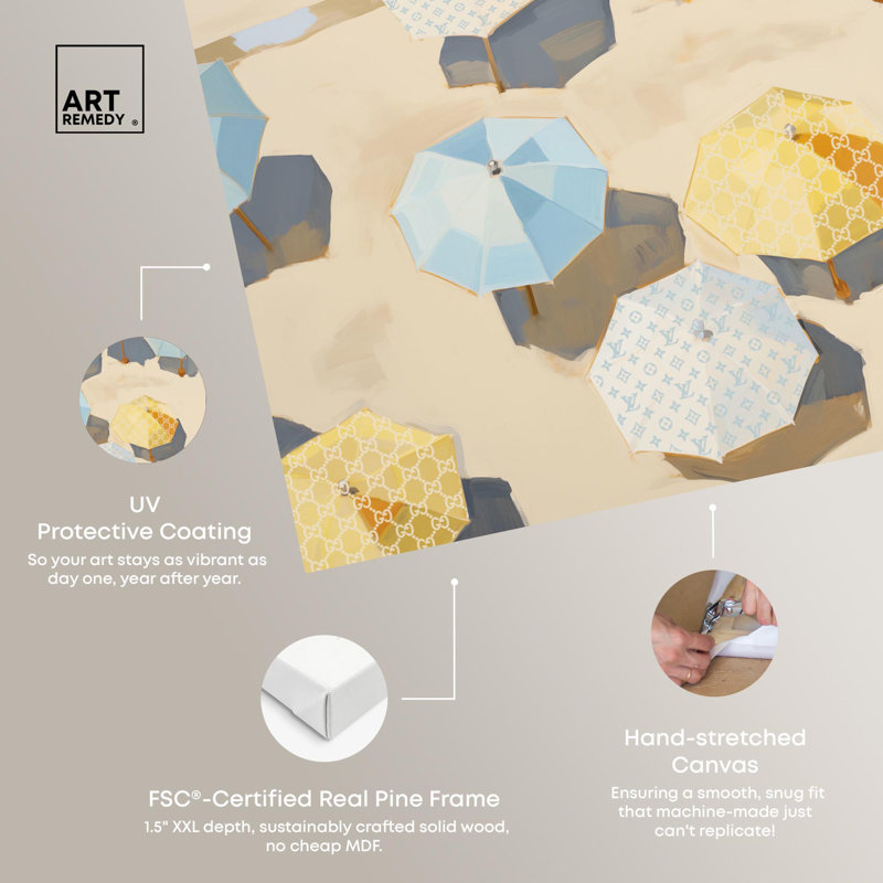 «Beach View from the Sky», art mural Glam Beach par Art Remedy, Toile tendue, H 10 po x l 15 po