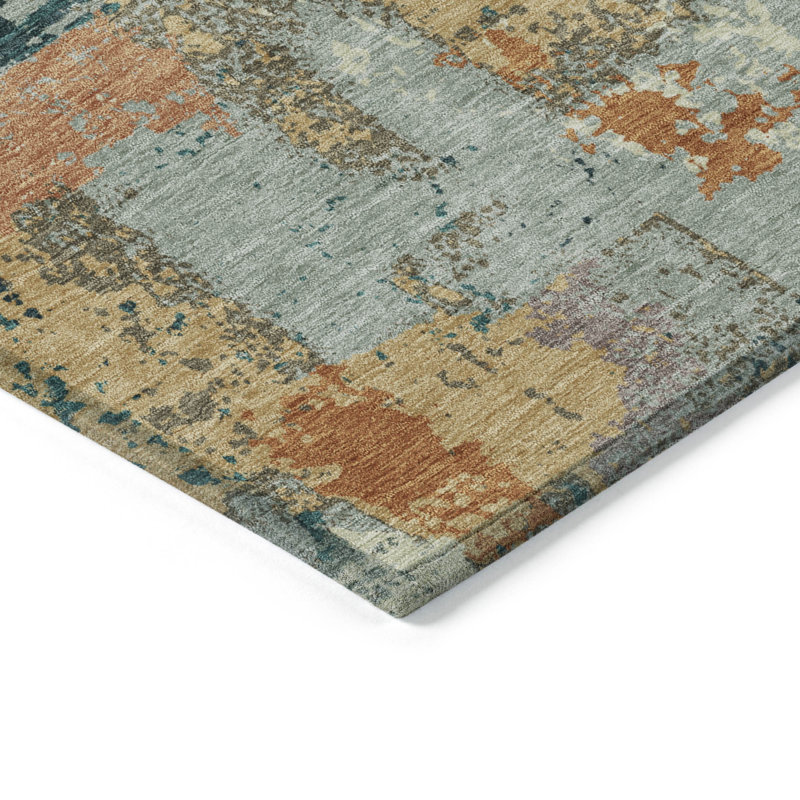 Machine Washable Indoor/Outdoor Husby ACN2212 Abstract Rug, Rectangle 3' x 5'