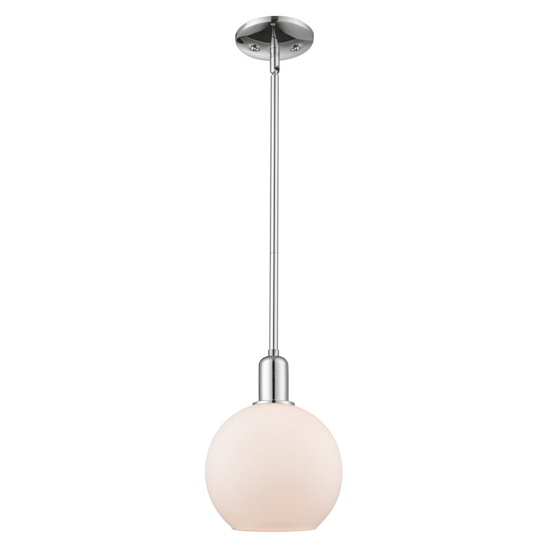 Mini-luminaire suspendu 1 lumière Arcadia - Athens, Chrome poli, Blanc mat, H 7 po x l 8 po x P 8 po