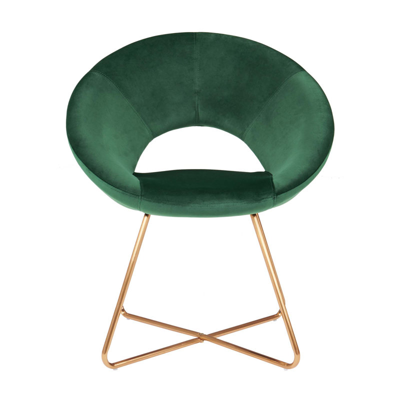 Zed 68cm Wide Velvet Papasan Chair, Green, Gold