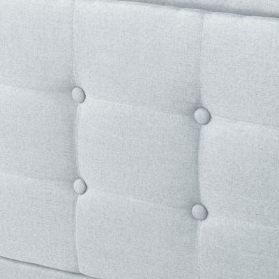 Structure de lit double tapissier pleine grandeur avec tête de lit capitonnée carrée, structure de lit facile à assembler pour la chambre à coucher, gris clair