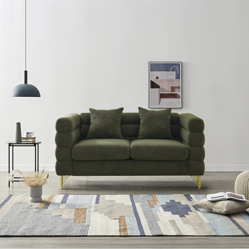 Upholstered 60'' Loveseat, Green Teddy