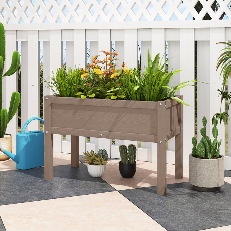 Lit de jardin surélevé avec jardinière surélevée, Beige